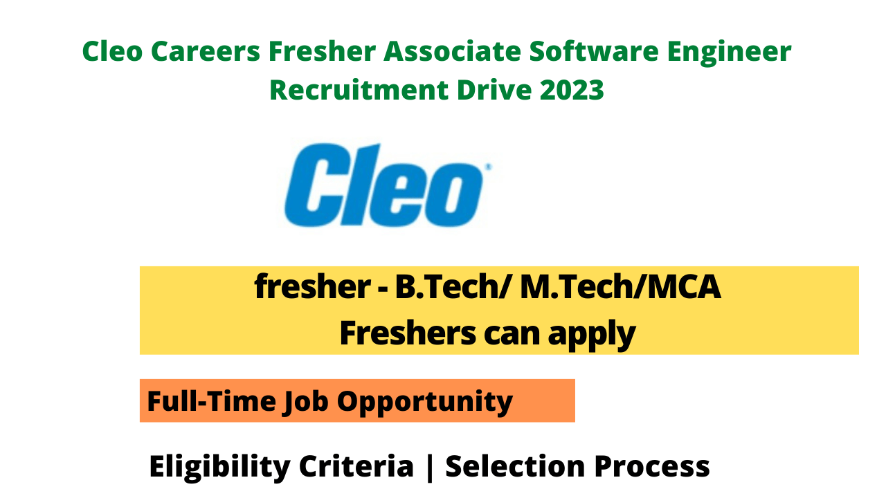 Cleo Careers Fresher Associate Software Engineer Recruitment Drive 2023