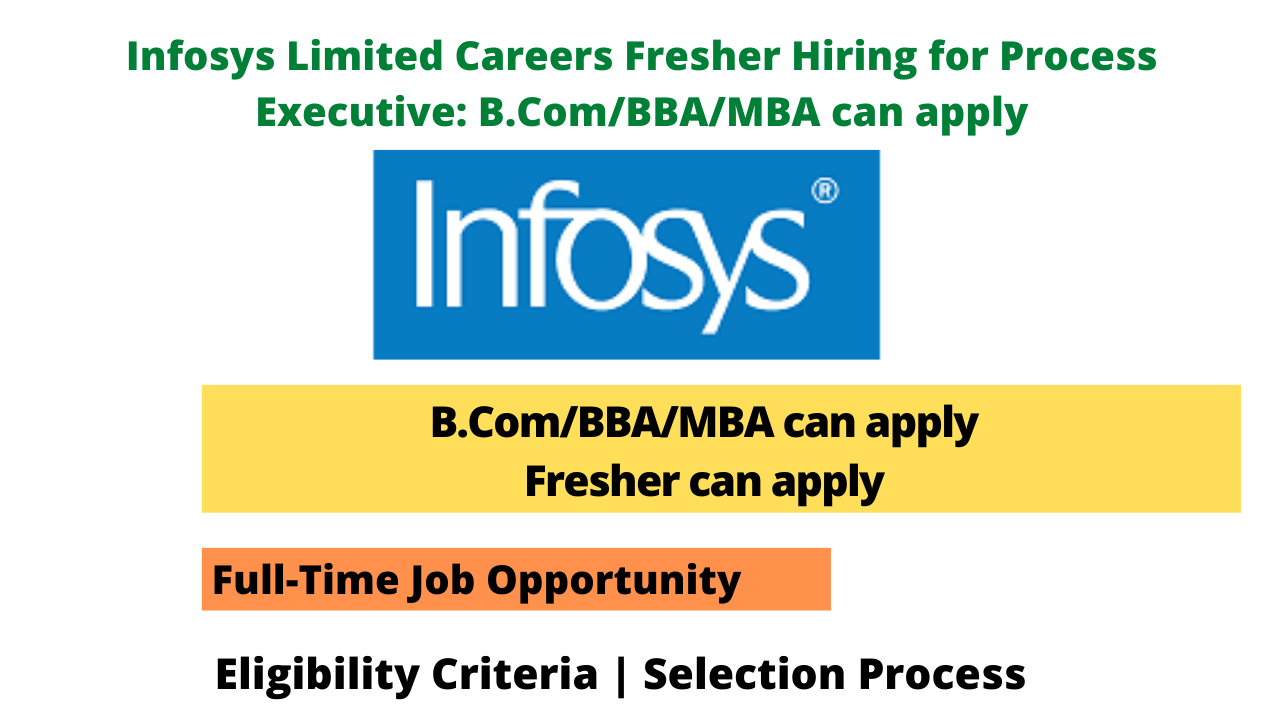 Infosys Limited Careers Fresher Hiring For Process Executive: B.Com/BBA ...