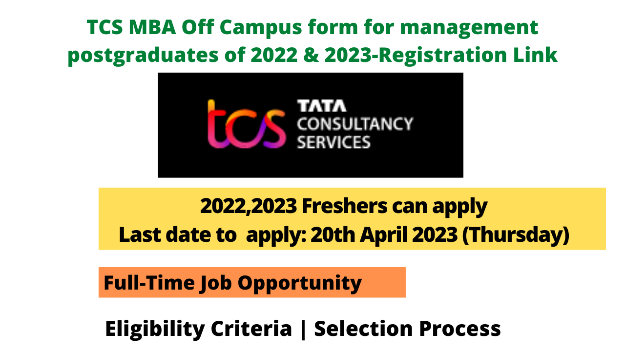 TCS MBA Off Campus form for management postgraduates