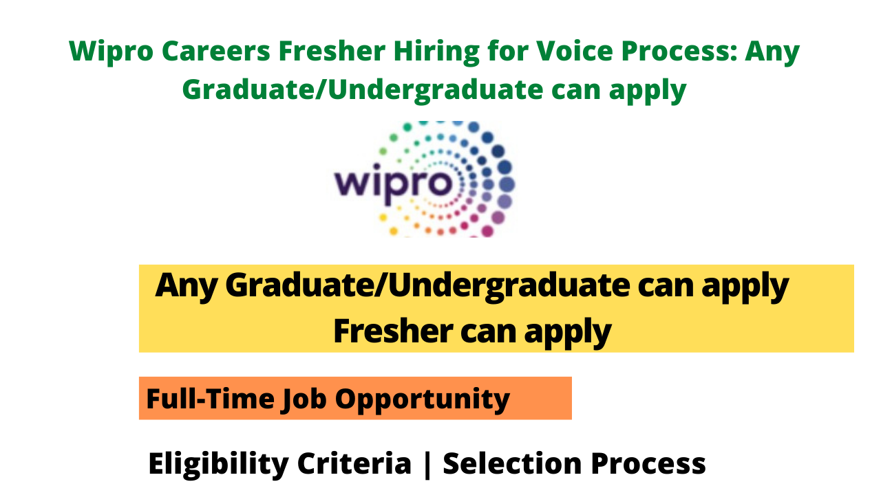 Wipro Careers Fresher Hiring for Voice Process Any GraduateUndergraduate can apply