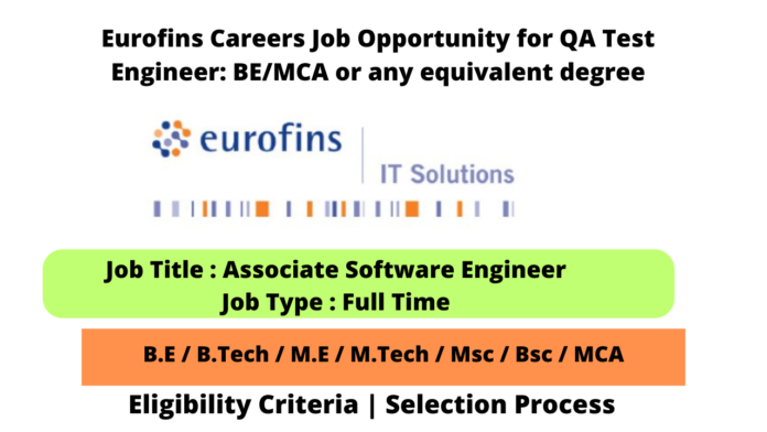 Eurofins Careers Job Opportunity For QA Test Engineer: BE/MCA Or Any ...