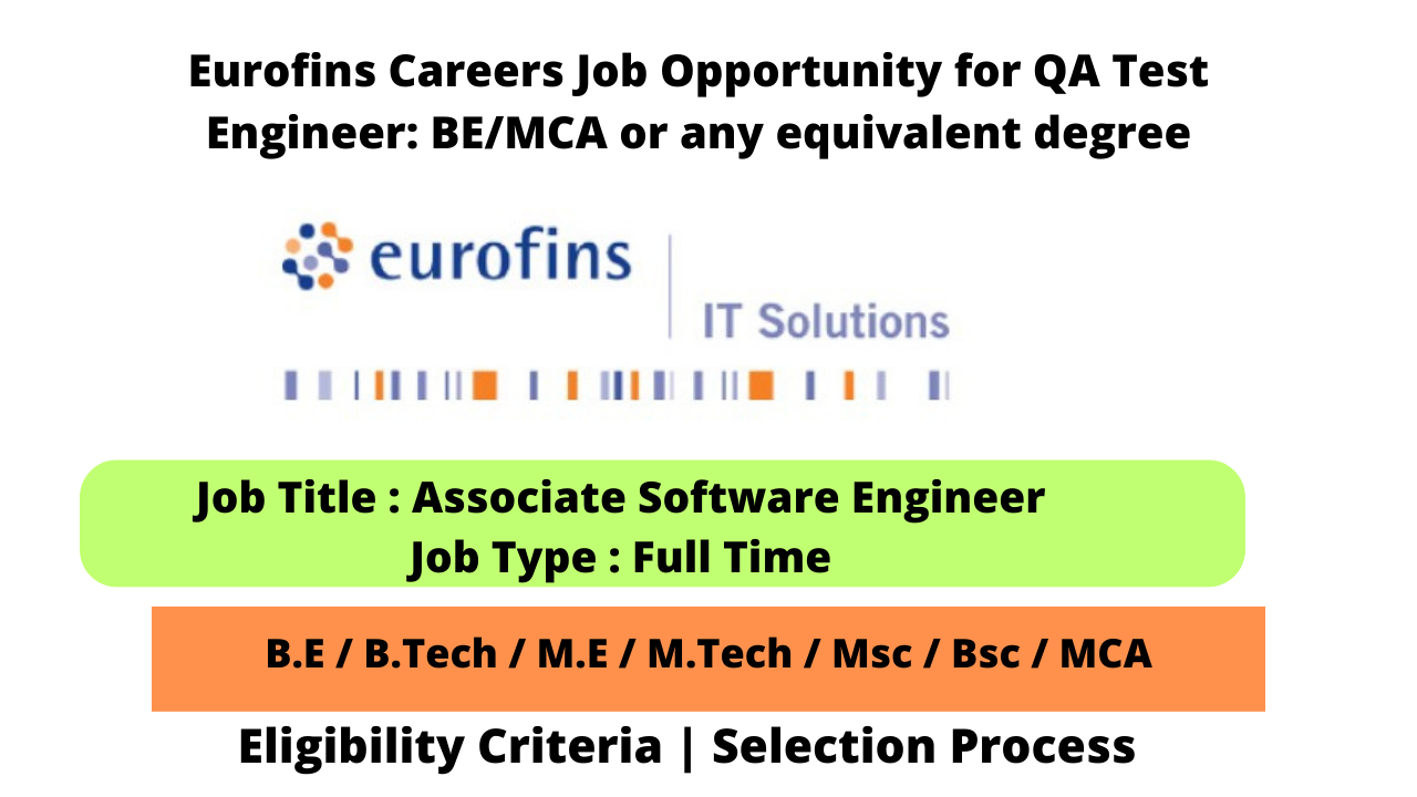 Eurofins Careers Job Opportunity for QA Test Engineer