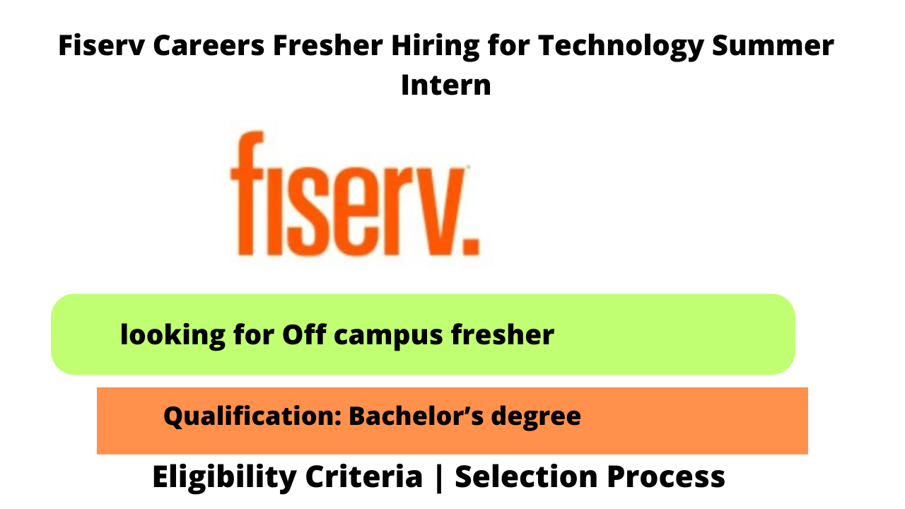 Fiserv Careers Fresher Hiring for Technology Summer Intern Seekajob