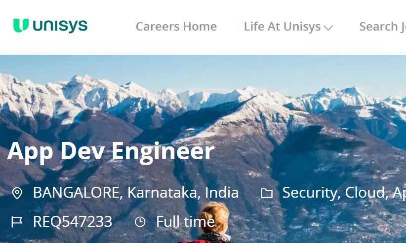 Unisys Careers is hiring for App Dev Engineer