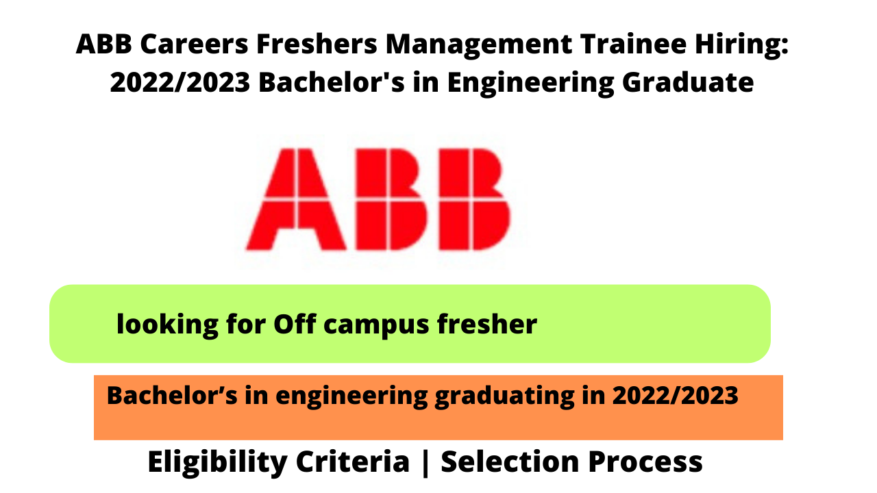 ABB Careers Freshers Management Trainee Hiring