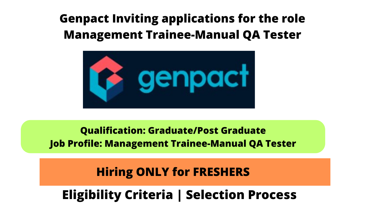 Genpact Inviting applications for the role Management Trainee-Manual QA Tester