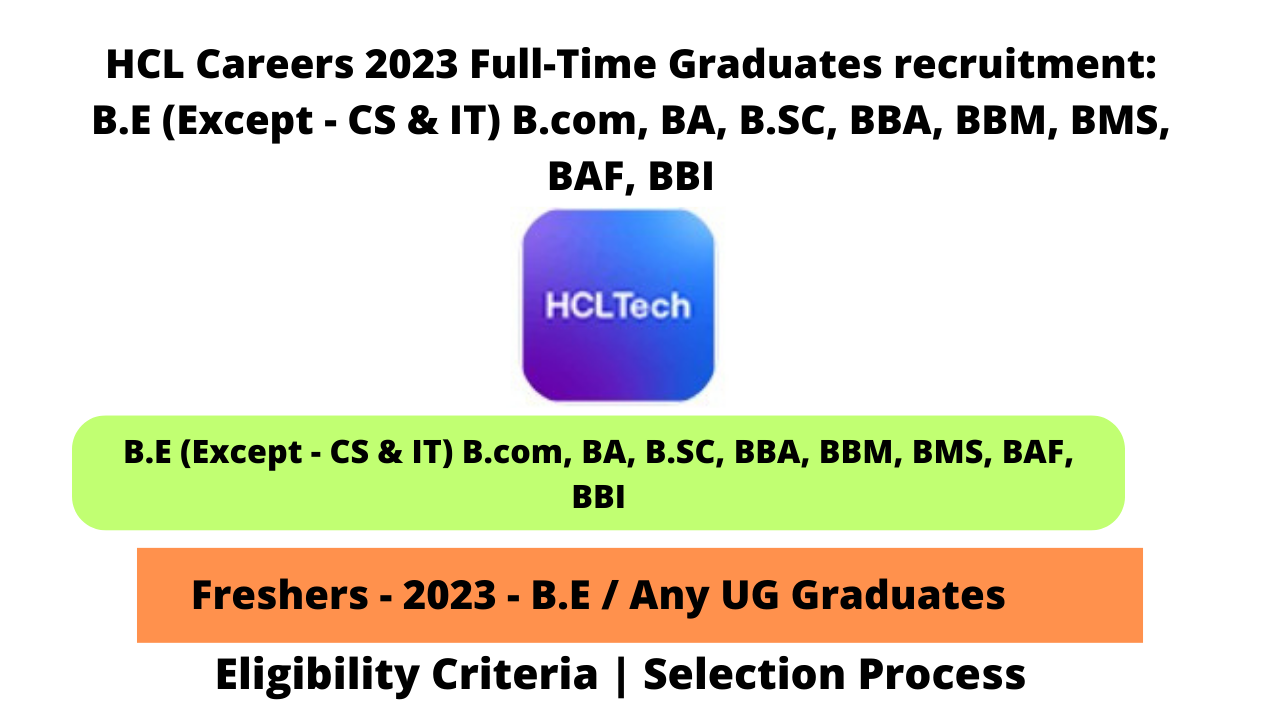 HCL Careers 2023 Full-Time Graduates recruitment