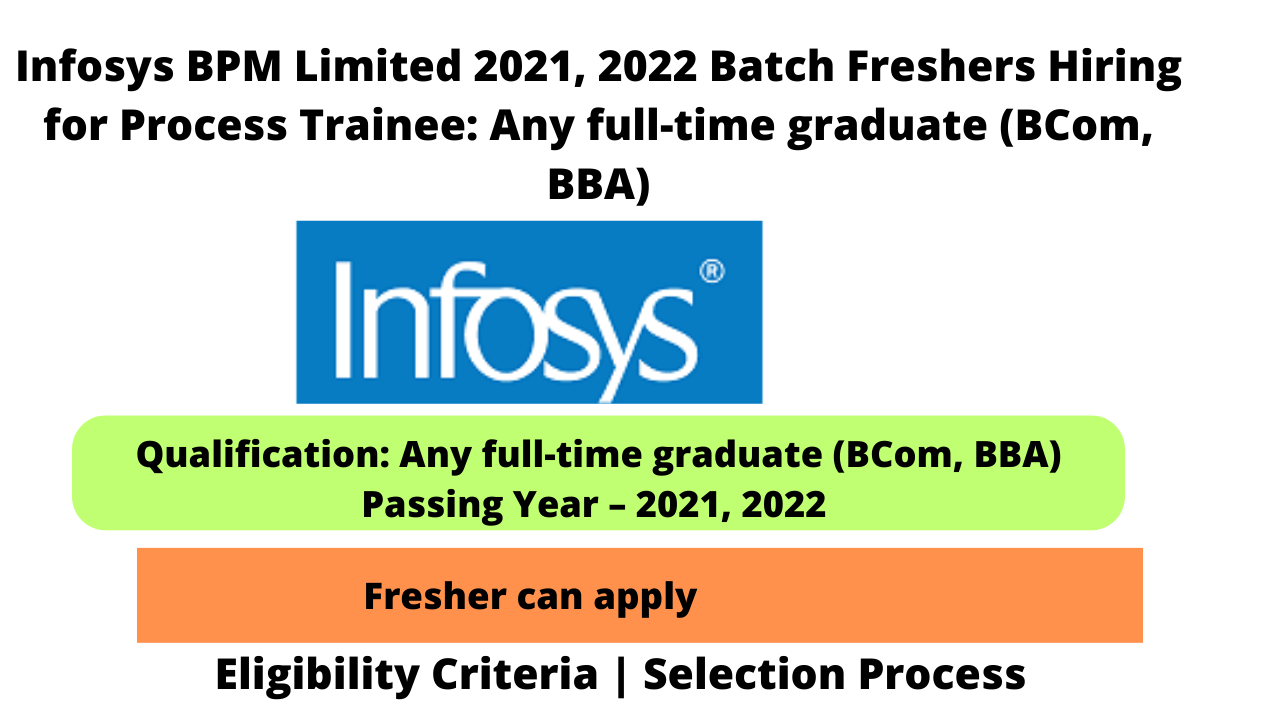 Infosys BPM Limited 2021, 2022 Batch Freshers Hiring for Process