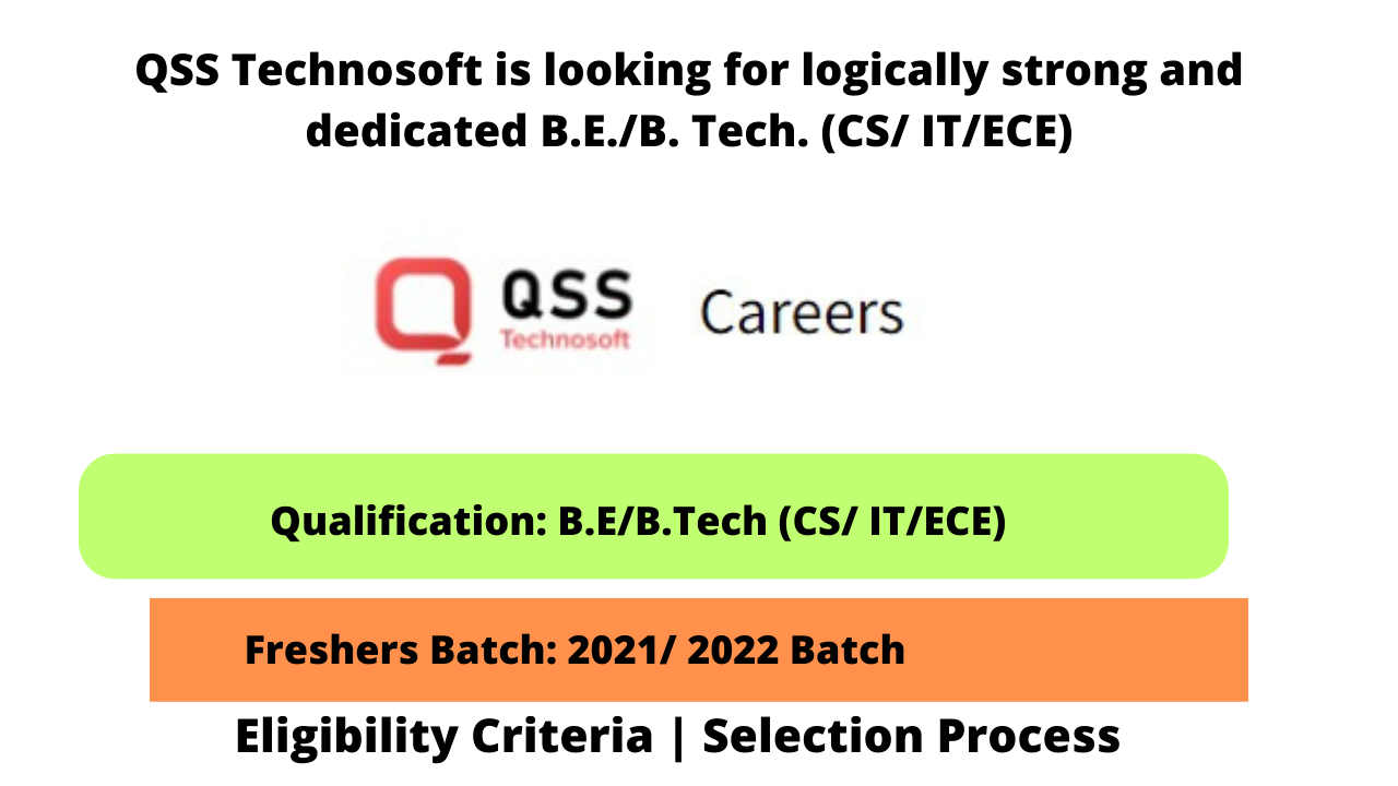 QSS Technosoft is looking for logically strong and dedicated Freshers