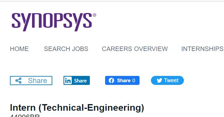 Salary: 4.4 LPA (Expected) Synopsys Careers Freshers Hiring For Intern ...